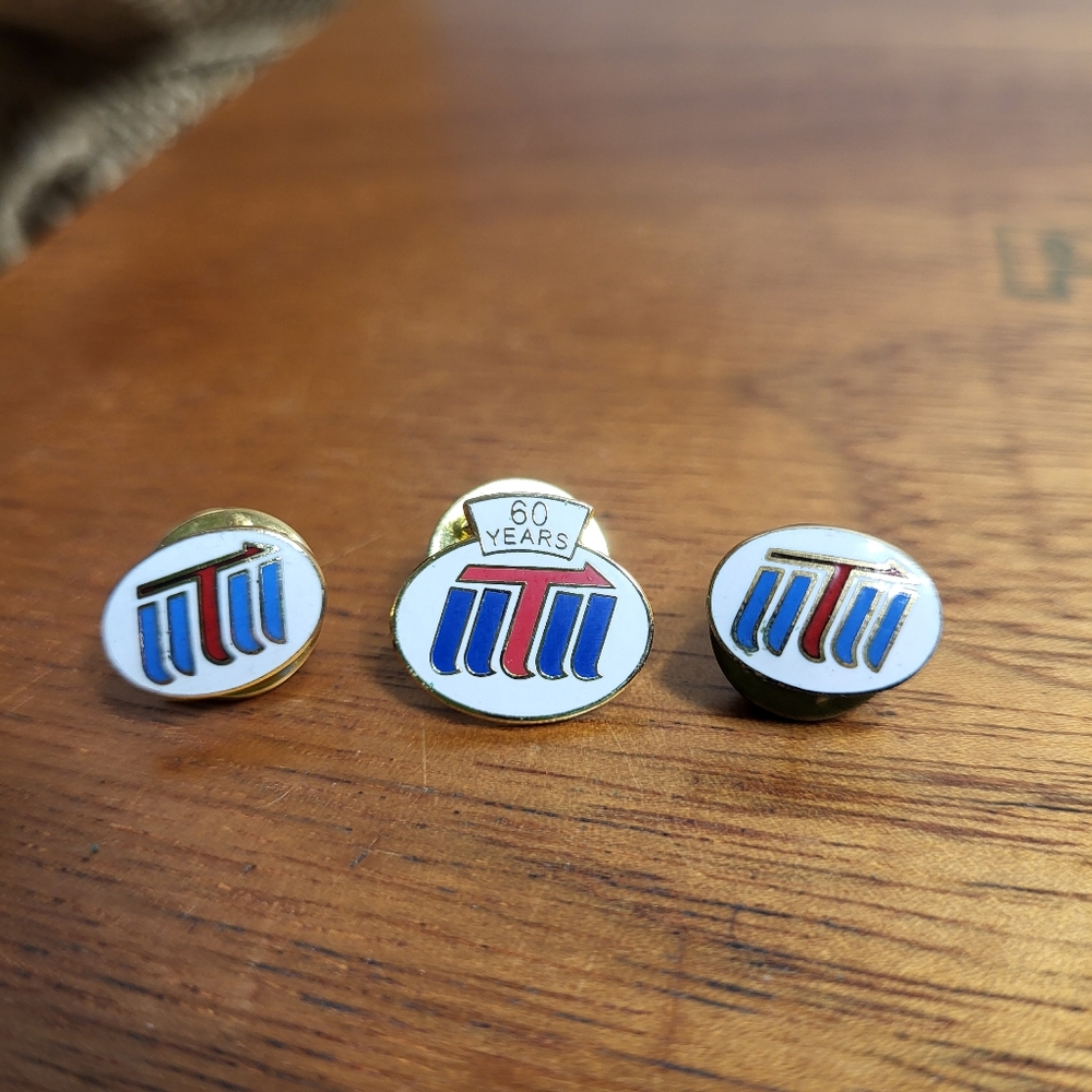 Vintage United Transportation Union UTU 60 Years Service 3 Lapel Pins